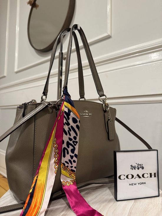 Coach Handbags - Coach Christie Gray Fog Saffiano Leather Satchel